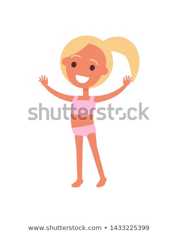 Stockfoto: Blonde Girl With High Side Ponytail In Swim Suit