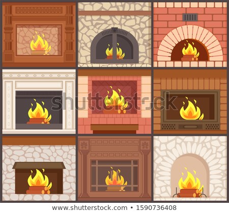 Stock fotó: Fireplaces Set Different Shapes Types Of Stoves