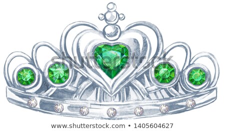 Imagine de stoc: Watercolor Silver Crown Princess With Precious Stones Fianit