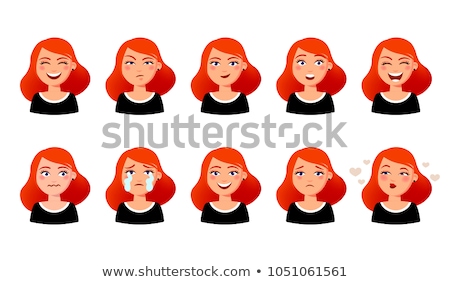 Stock fotó: Set Of Female Emotions Of Red Haired Girl Flat