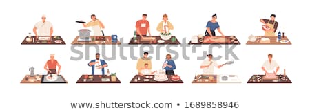 [[stock_photo]]: People Preparing Food Set Couple And Families