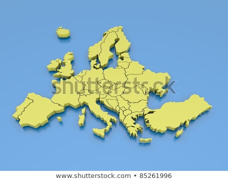 Imagine de stoc: 3d Rendering Of A Map Of Europe In Yellow