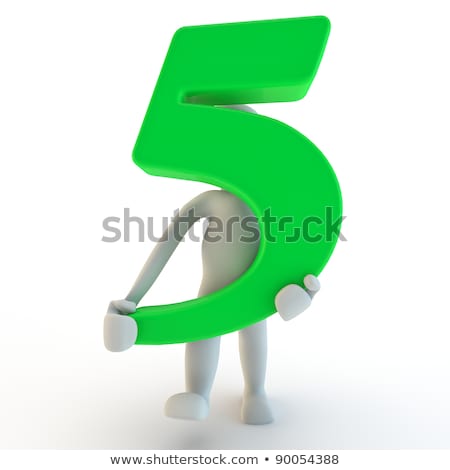 Foto stock: 3d Human Charcter Holding Number Five