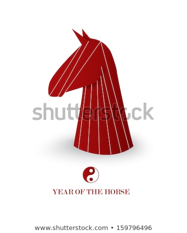 Stock photo: Chinese New Year Of The Horse Red Chess Figure Vector