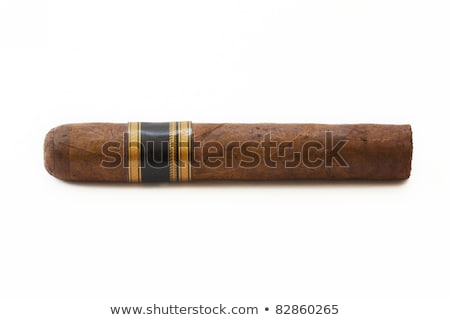 Foto stock: Expensive Hand Rolled Cigar On A While Background