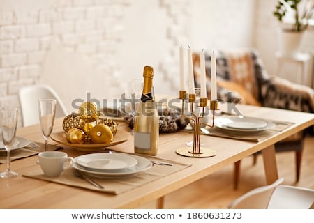 Stockfoto: Christmas And New Year Table Place Setting With Decorations