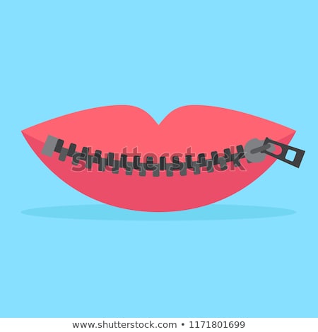 Foto stock: Girl Mouth Zipper Lock Silent Secret