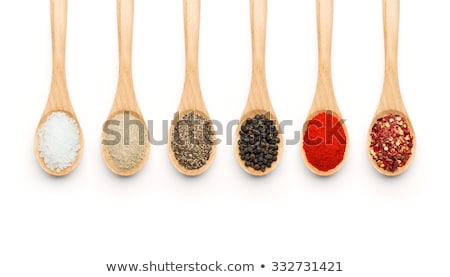 Foto stock: Collection Of Spices In Wooden Spoons