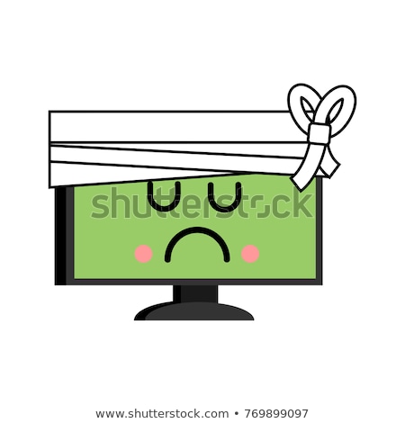 Stock fotó: Sick Computer Sore Pc Emoji Monitor In Bandage Vector Illustr