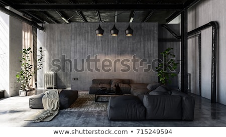 Foto stock: Modern Gallery With Concrete Walls 3d Rendering