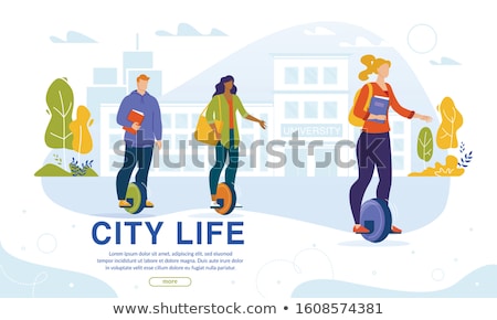 Stock photo: Eco Wheel Woman Balancing On Unicycle Vector