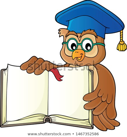 Stockfoto: Owl Teacher With Open Book Theme Image 1