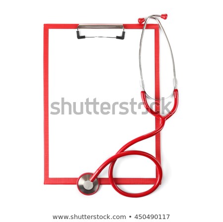 Stock photo: Stethoscope And Red Clipboard Isolated On White