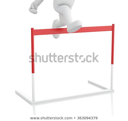 Stock photo: 3d White People In A Hurdle Race