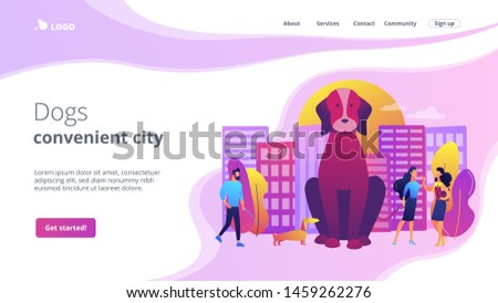 Stockfoto: Pet In The Big City Concept Landing Page