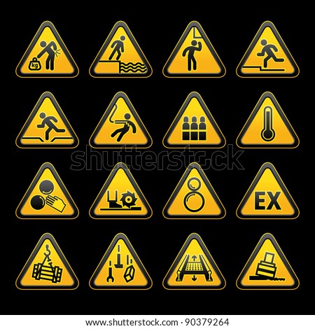 Set Triangular Warning Sumbols Hazard Signs Imagine de stoc © Ecelop