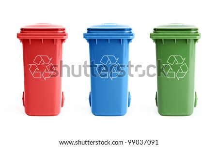 Stock fotó: Three Blue Recycling Bins