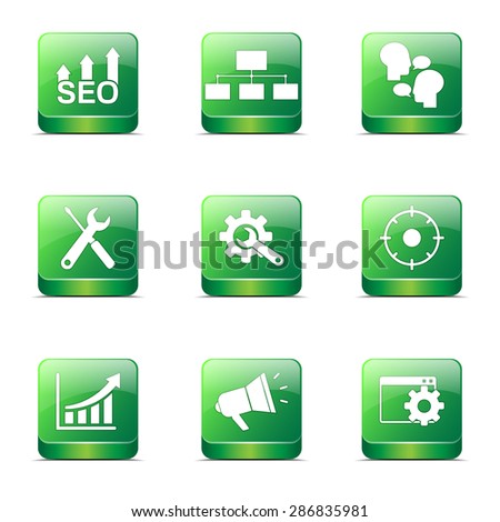 Stock fotó: Seo Internet Sign Square Vector Green Icon Design Set 5