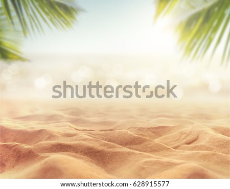 Stock photo: Blurred Travel Background With Palm At Tropical Beach