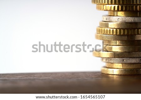 [[stock_photo]]: Stacks Of Euro Coins