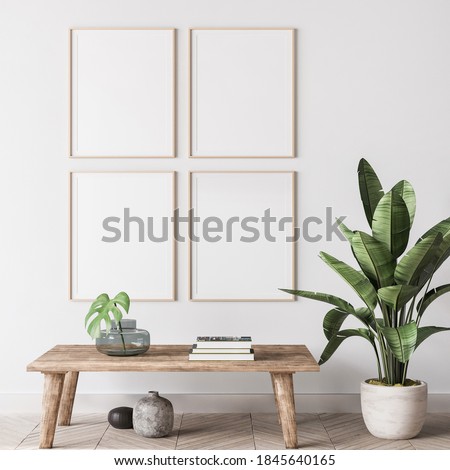 Foto stock: Gallery Interior With Empty Frames And Bench