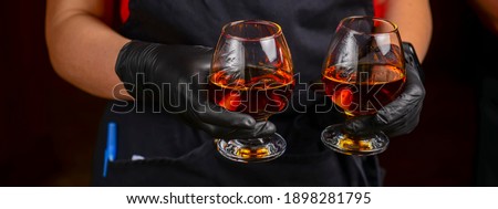 Foto stock: Waiter With Brandy Snifter On Tray
