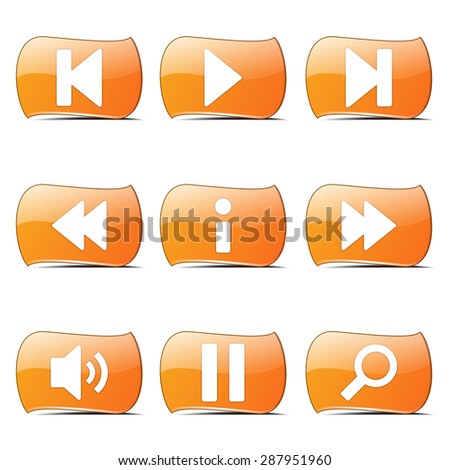 Stock foto: Multimedia Controller Orange Vector Buttonicon Design Set