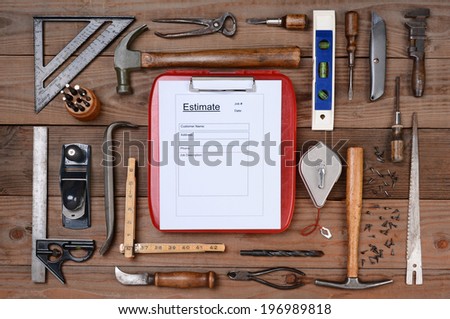 Zdjęcia stock: Contractors Estimate Form Surrounded By Tools