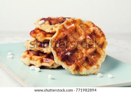 Foto stock: Homemade Belgian Liege Or Sugar Waffles