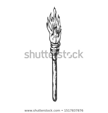 Stock fotó: Torch Decorative Wooden Stick With Fire Ink Vector