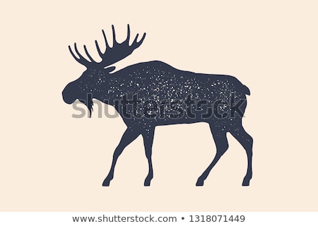 Stock foto: Retro Moose Silhouette Logo