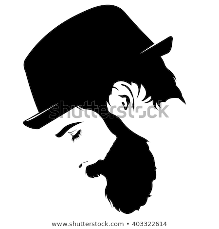 Stock foto: Silhouette Of A Handsome Man With Hat