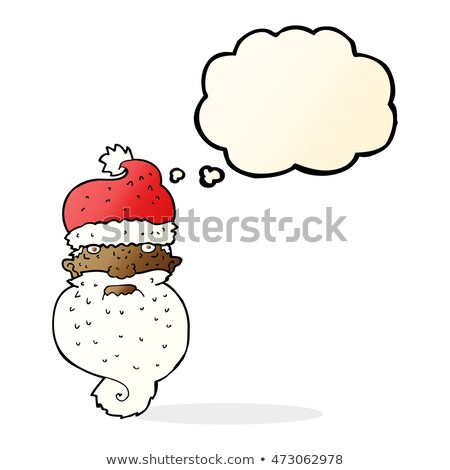 Stock fotó: Cartoon Grim Santa Face With Thought Bubble