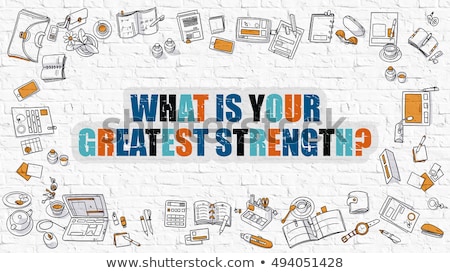 Foto stock: What Is Your Greatest Strength In Multicolor Doodle Design