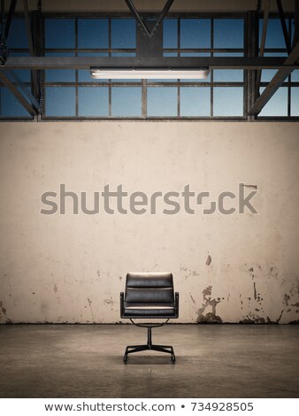 Zdjęcia stock: Black Chair At An Abandoned Factory 3d Rendering