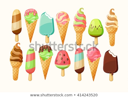 Foto stock: Soft Drink And Ice Cream Set Vector Illustration