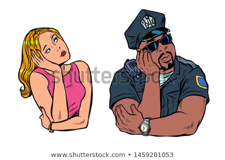 Multiracial Couple African American Cop And White Woman Stock fotó © studiostoks