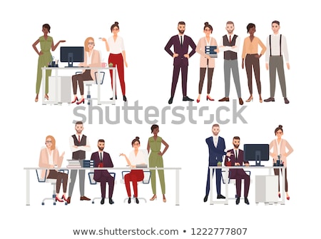 Stockfoto: Male Smart People Working Together Set Vector