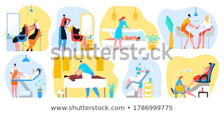 Foto stock: Hair Styling Woman And Pedicure Service Set Vector