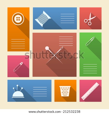 Stock photo: Colored Vector Icons For Sewing Supplies With Place For Text