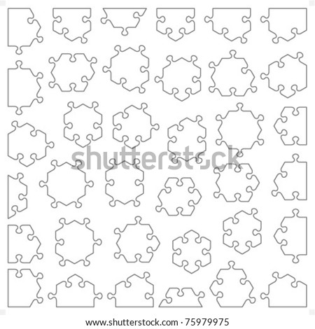 Set Of 36 Hexagonal Puzzle Pieces Imagine de stoc © ratselmeister