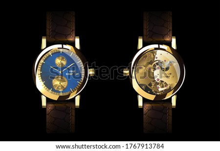 Foto d'archivio: Wealth On Black Golden Watch Face
