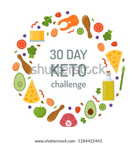 ストックフォト: Keto Poster With Text From Food Ketogenic Diet Concept Healthy Menu Low Carb High Fat Salmon A