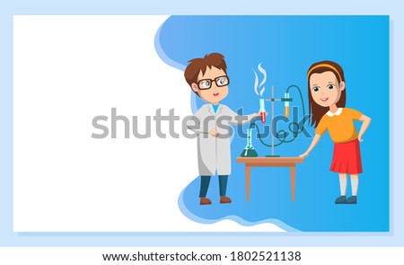 Foto stock: Boy And Girl In Science Club Doing Experiment