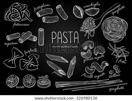 Stock photo: Black Chalkboard With Italian Pasta