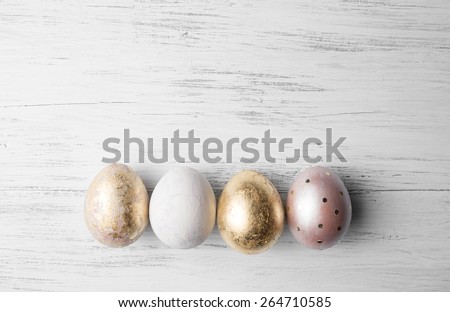 Stock photo: Decorative Easter Eggs On A Rustic Wooden Table