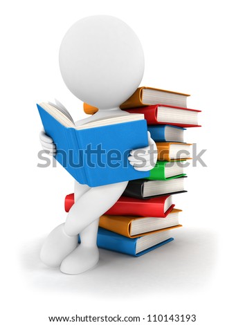 3d White People Reading A Book On White Background Imagine de stoc © 3dmask