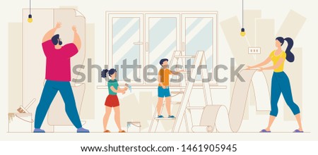 Stock photo: Woman Pasting Wallpaper