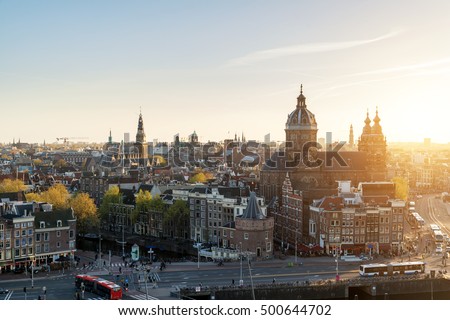 Stockfoto: Night City View Of Amsterdam The Netherlands