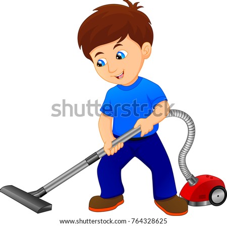 Сток-фото: Boy Using Vacuum Cleaner